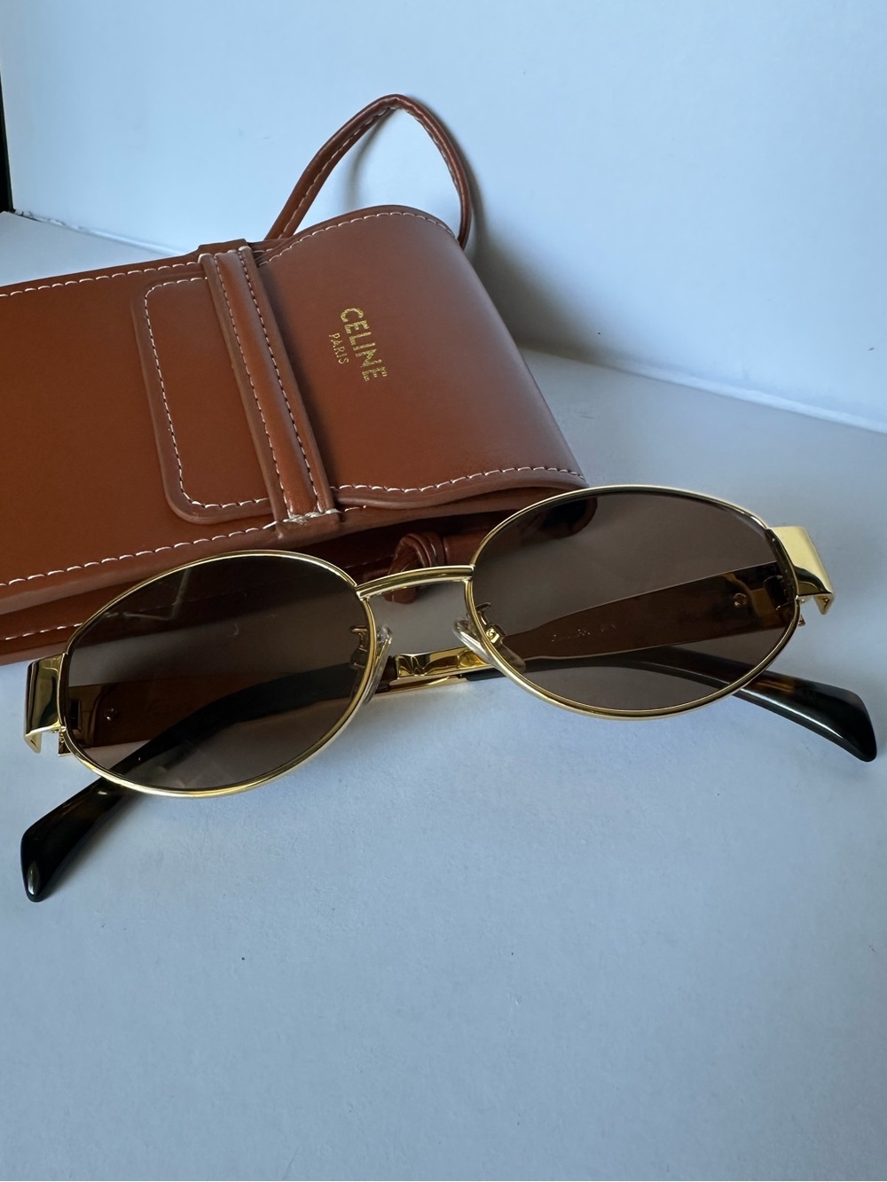 Celine Gold Frame Brown Lens Sunglasses